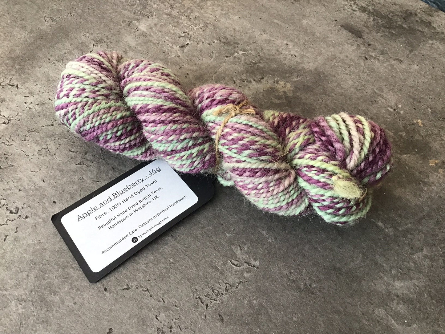 Spinning Through Time - Apple and Blueberry - 100% hand-dyed Texel - 46g