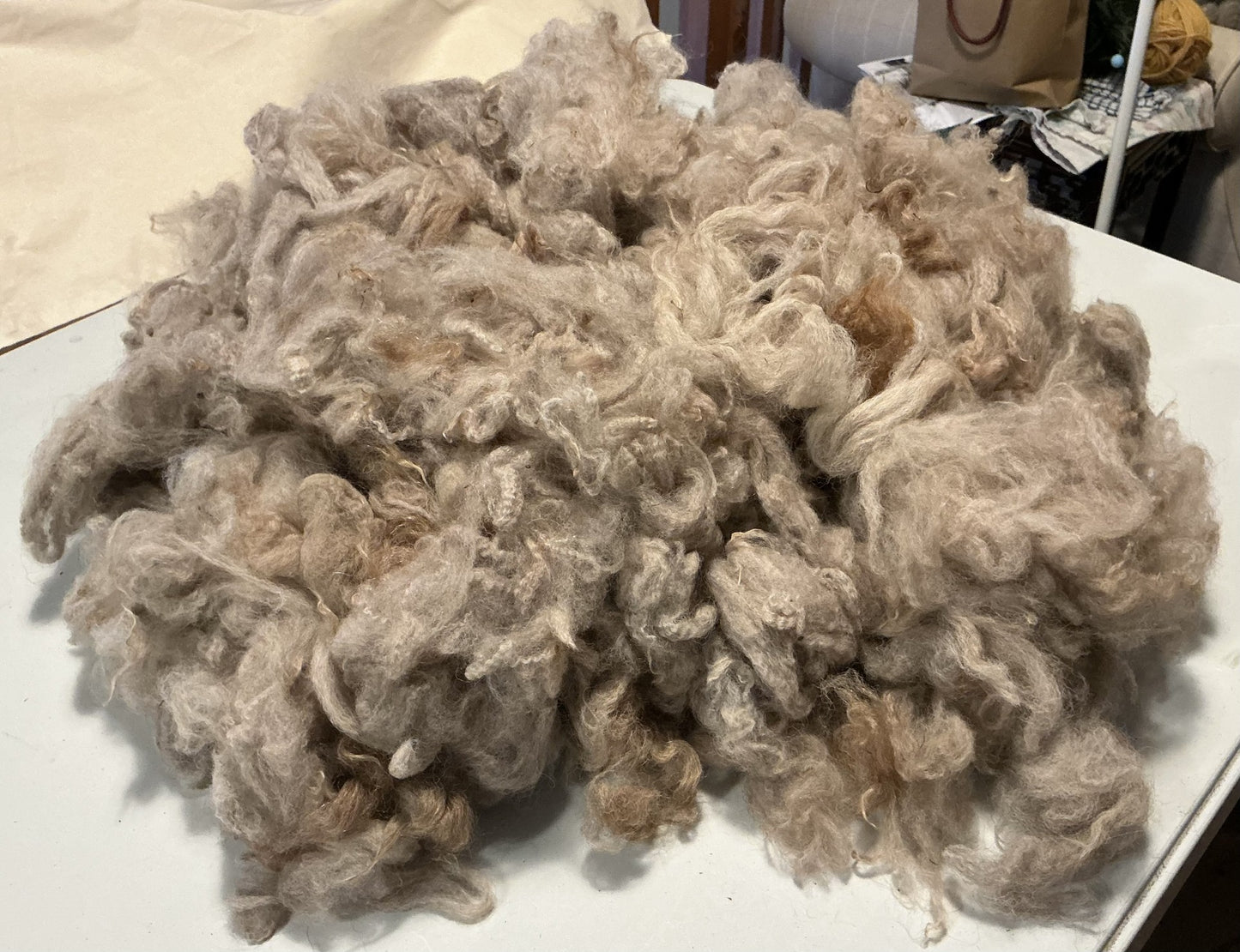 Grey Fawn Huacaya Alpaca Fleece - 275g