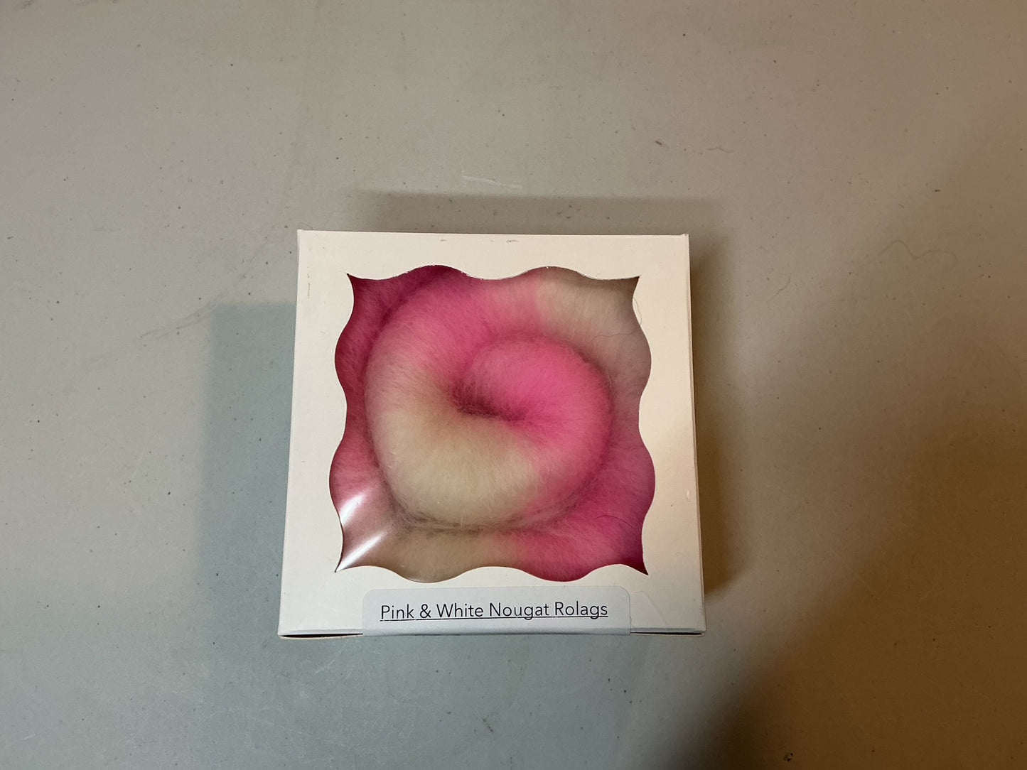 Spinning through Time - Rolag - Pink and White Nougat