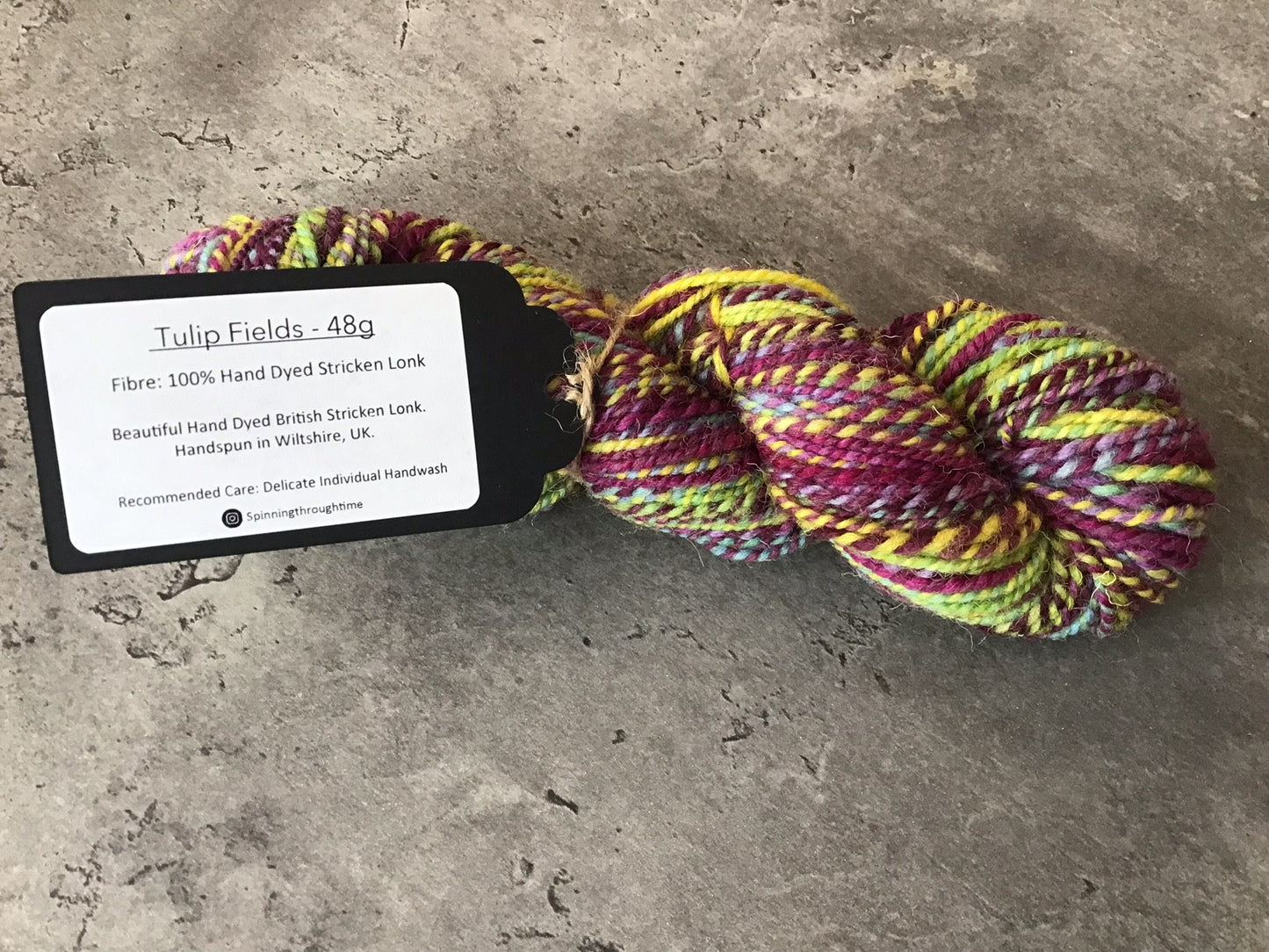 Spinning Through Time - Tulip Fields - 100% hand-dyed Stricken Lonk - 48g