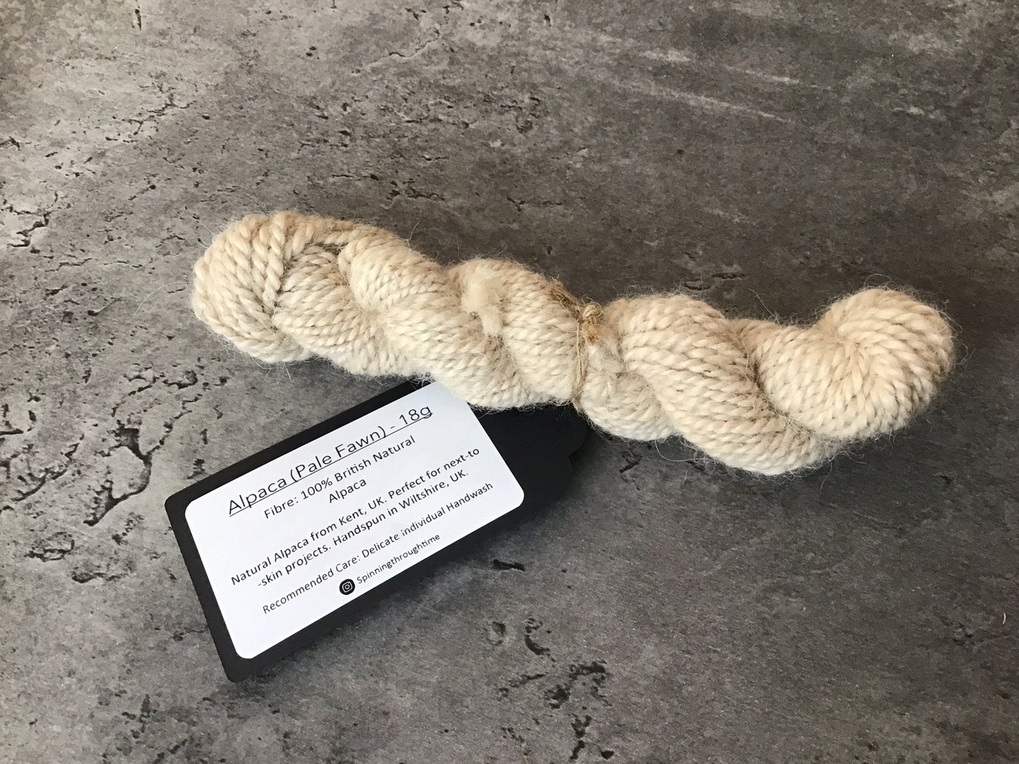 Spinning Through Time - Pale Fawn Alpaca - 100% British Alpaca wool - 18g
