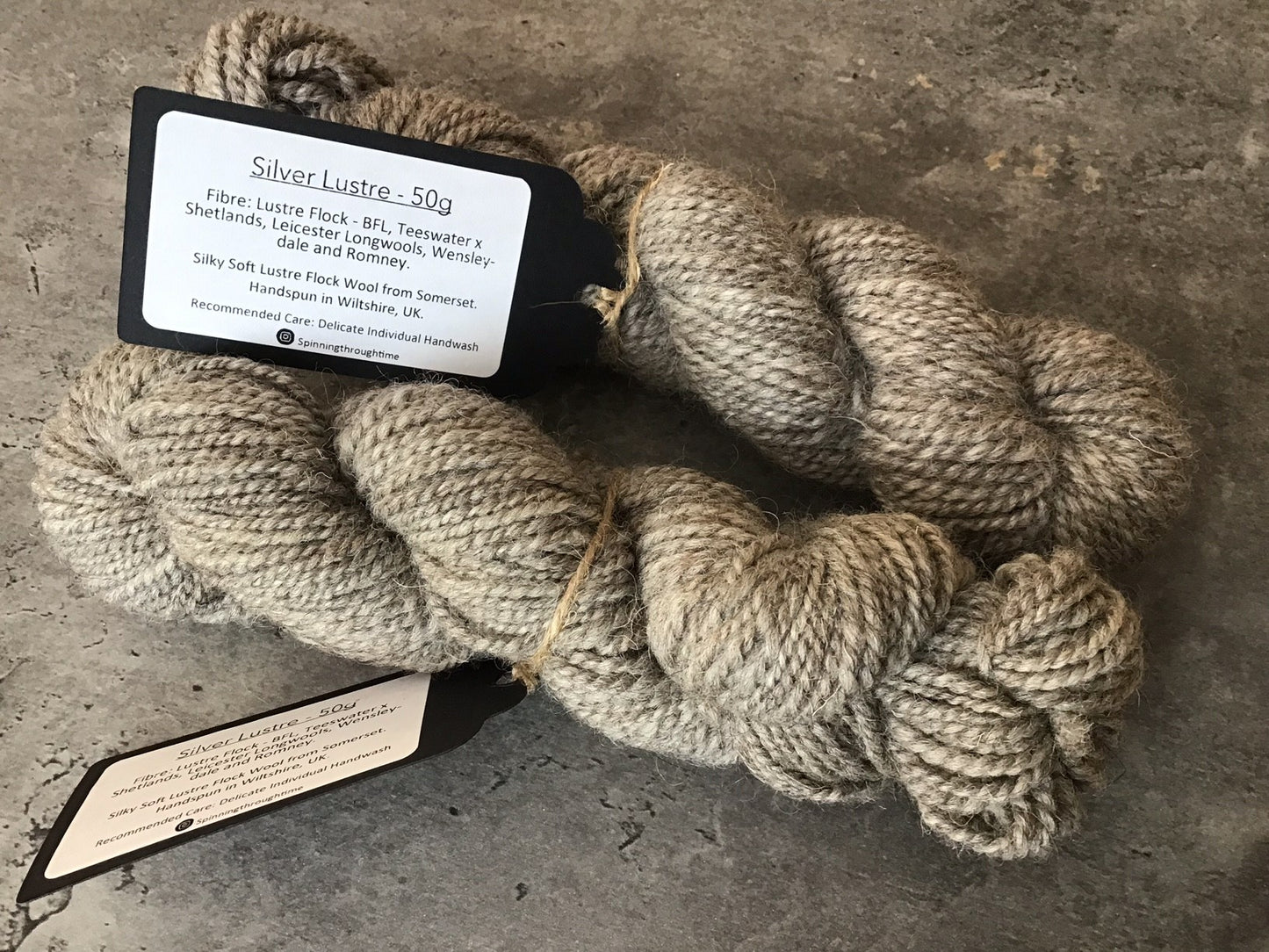 Spinning Through Time - Silver Lustre - Lustre Flock-BFL; Teeswater x Shetlands; Leicester Lonmgwools, Wensleydale; and Romney - 50g